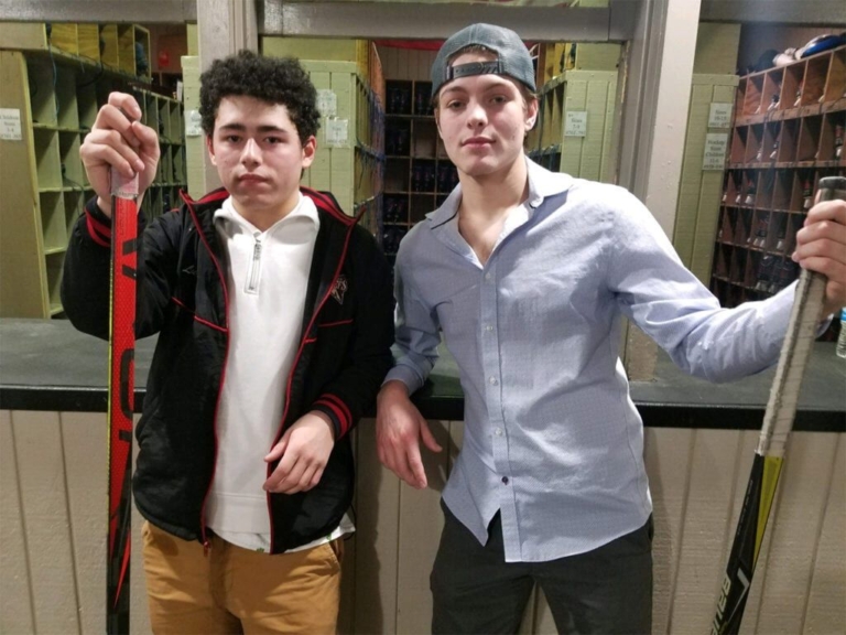 Mike Boyer and Lucas Gaissert using their heads for Hopewell hockey