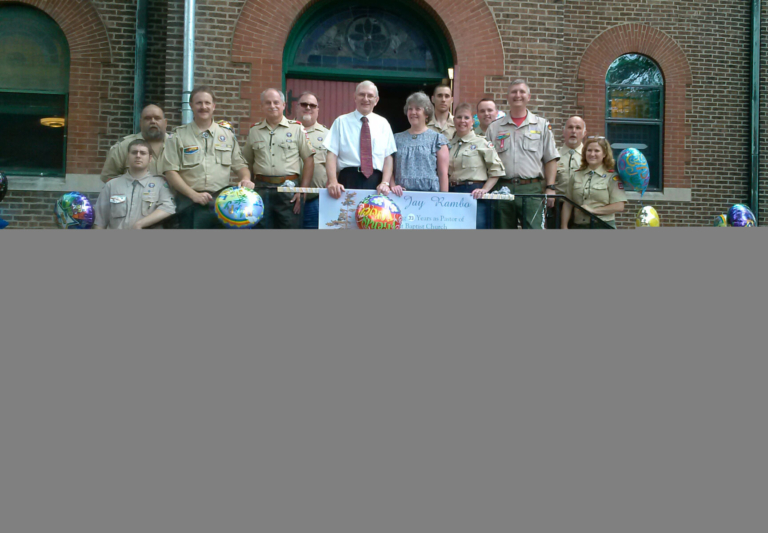 Boy Scout troop thanks retiring pastor