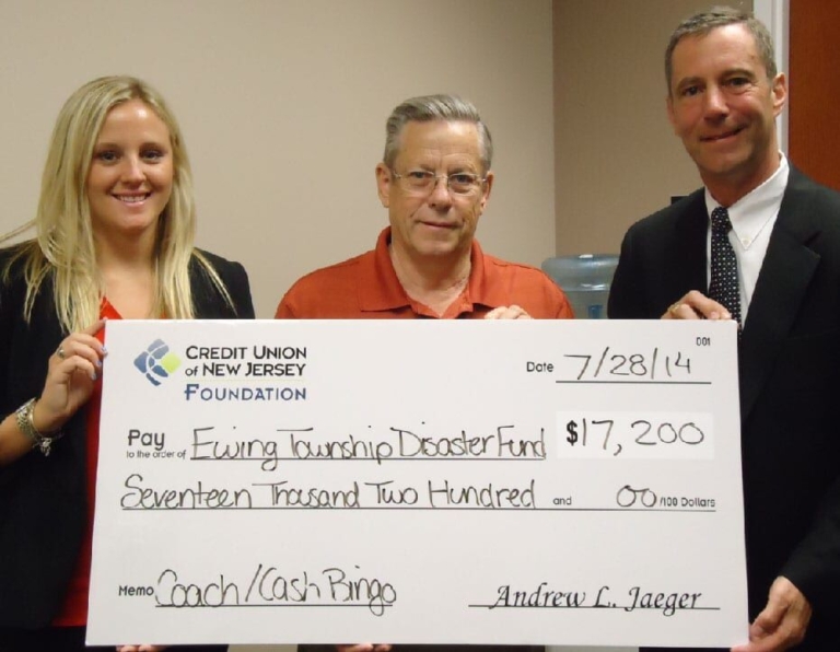 Credit Union of New Jersey donates to Ewing disaster relief