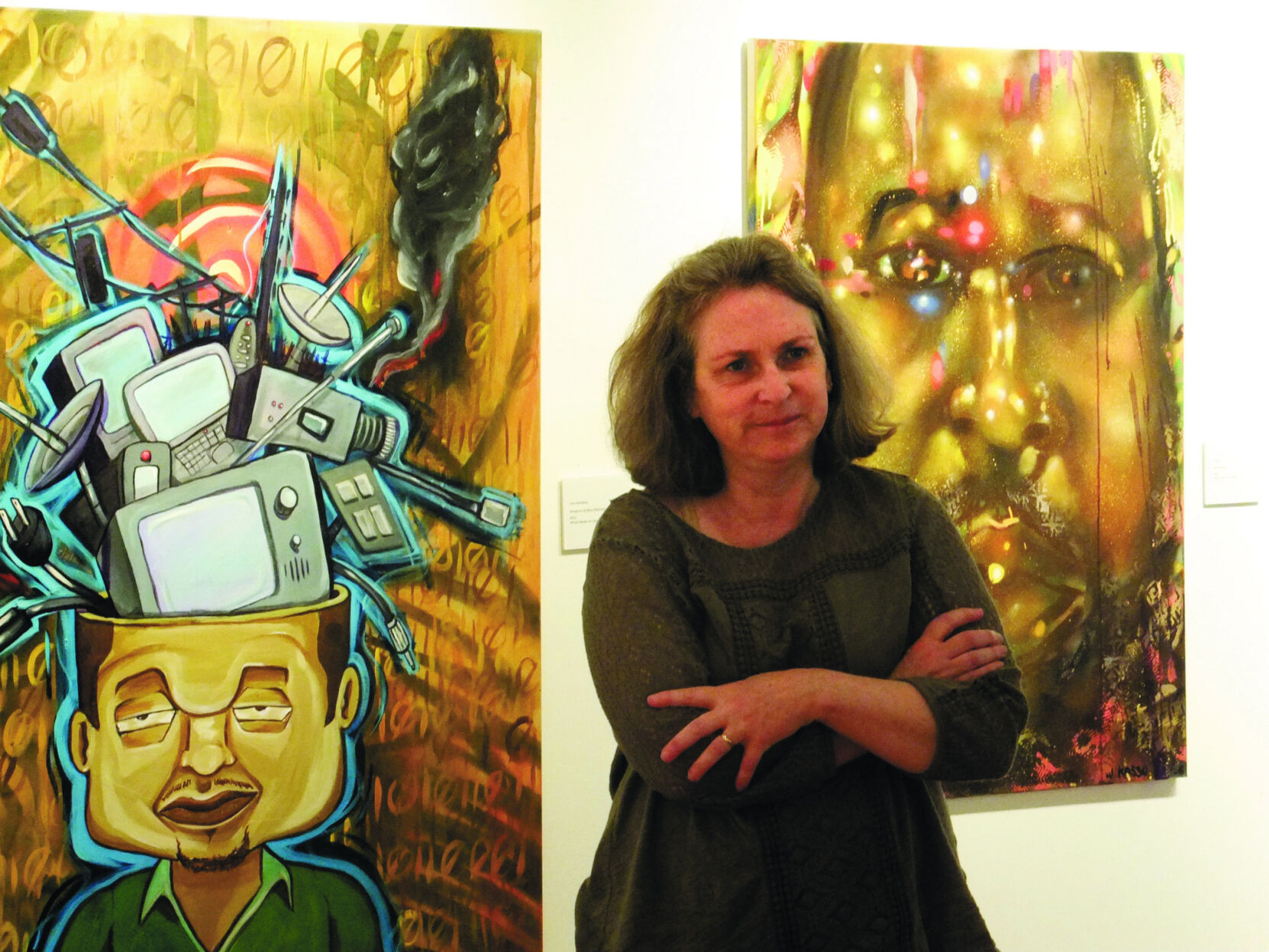 Liz Aubrey curating the 2015 Trenton Makes exhibition at Prince Street Gallery in New York City