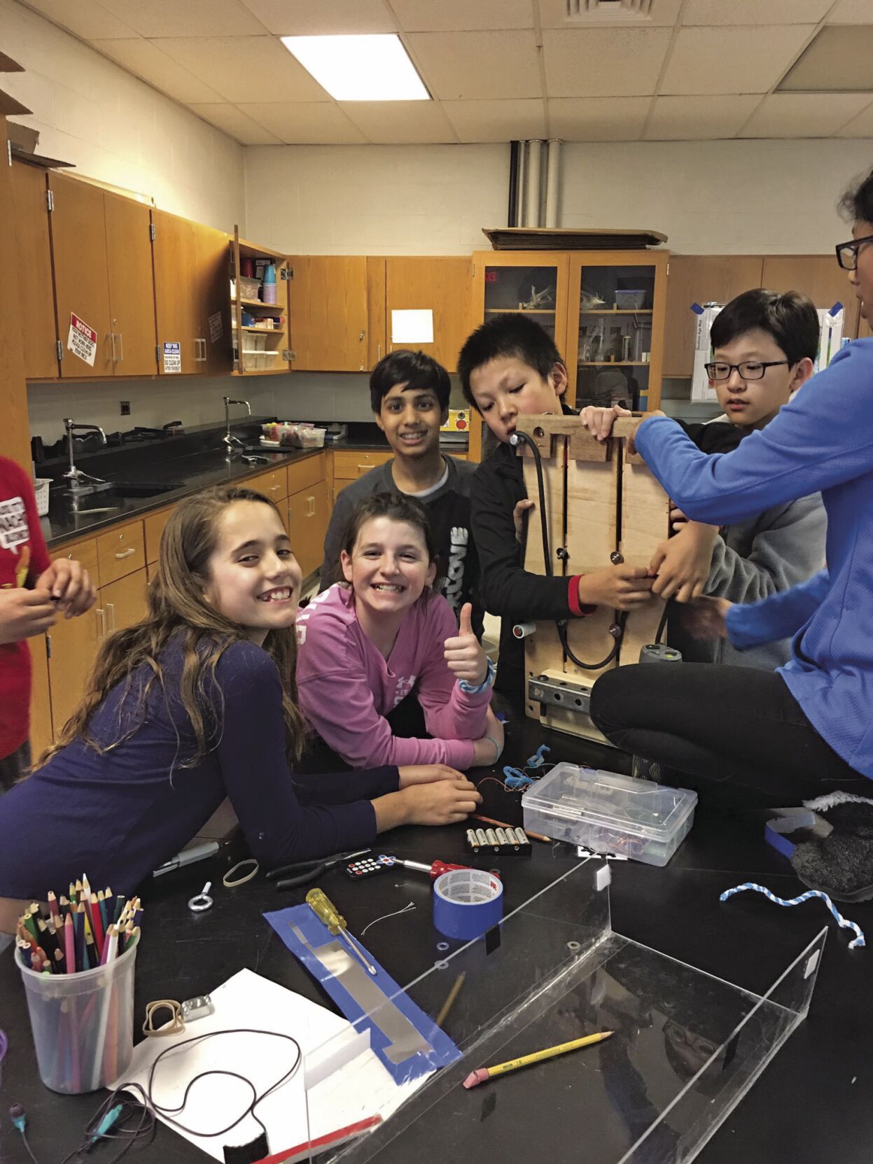 2017 04 HE TMS girls with SLED