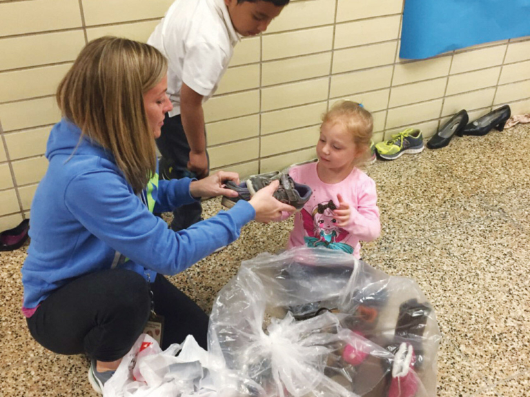 Ben Franklin Elementary students, teachers host charity shoe collection