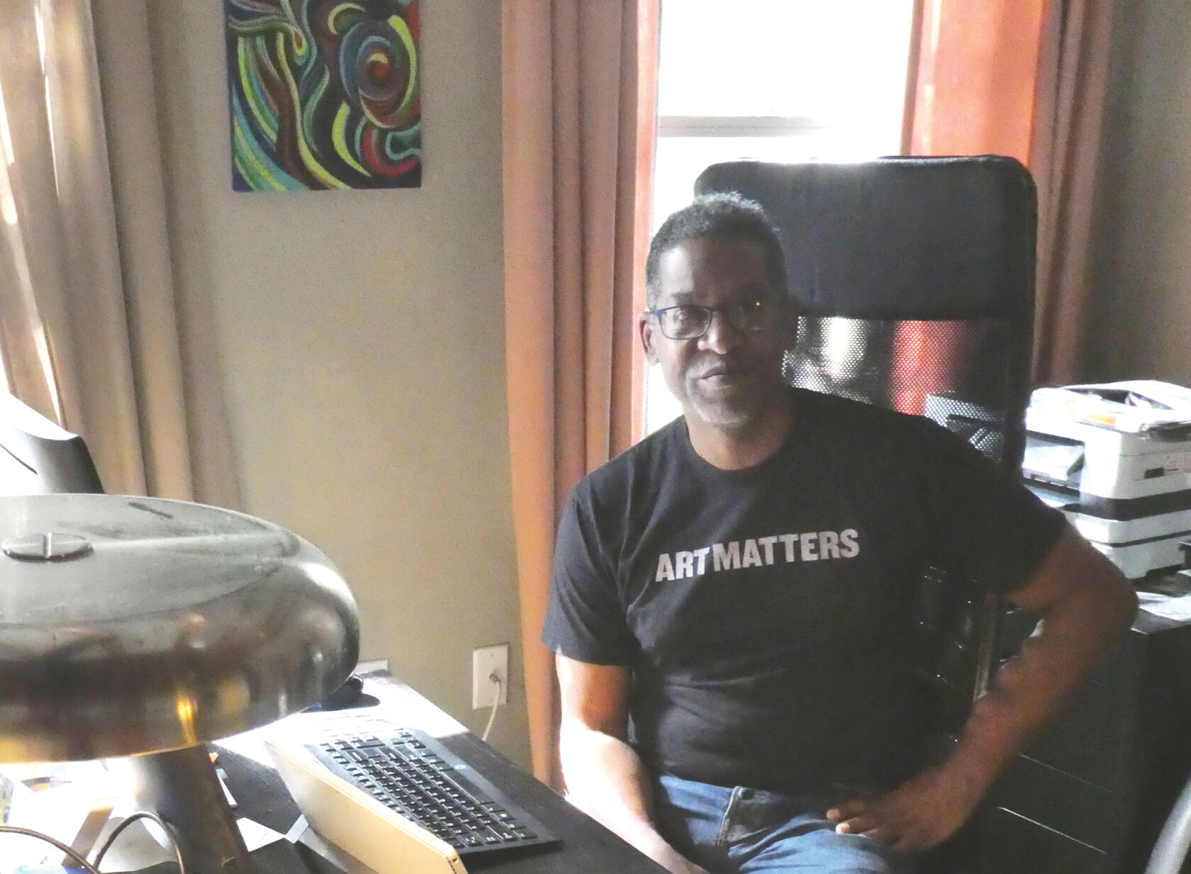 Shofed in his Trenton workspace