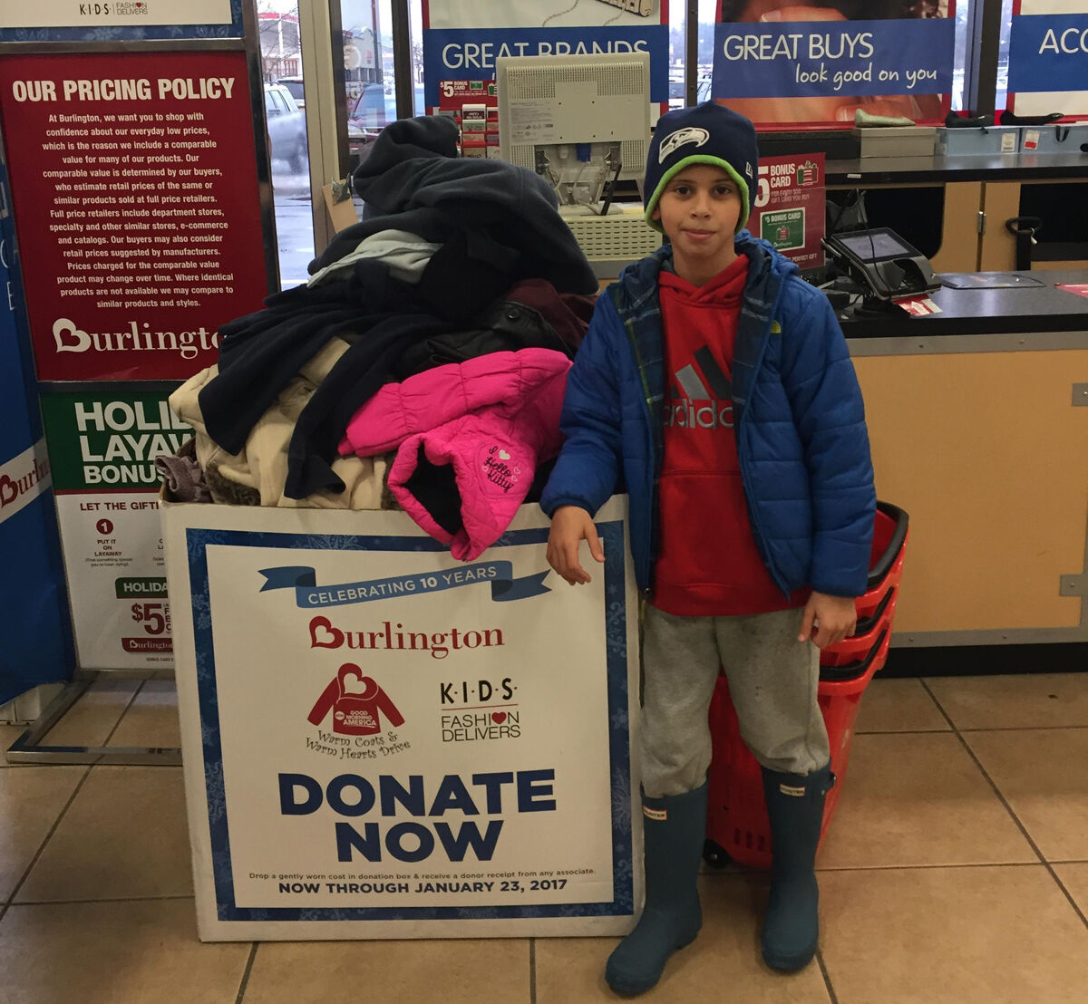 Hamilton boy collects hundreds of coats for people in need