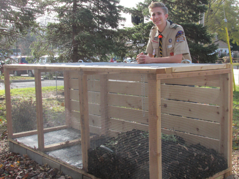Scout leads project to build compost bin for local school