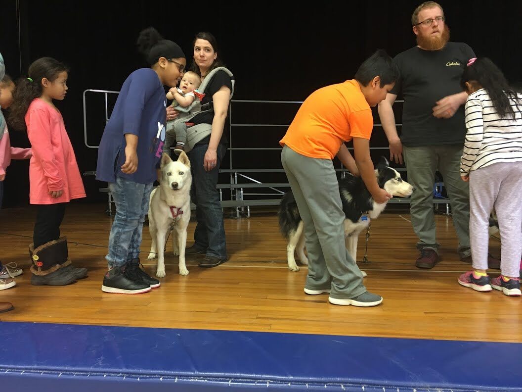 Sled dogs take Clara Barton Elementary School