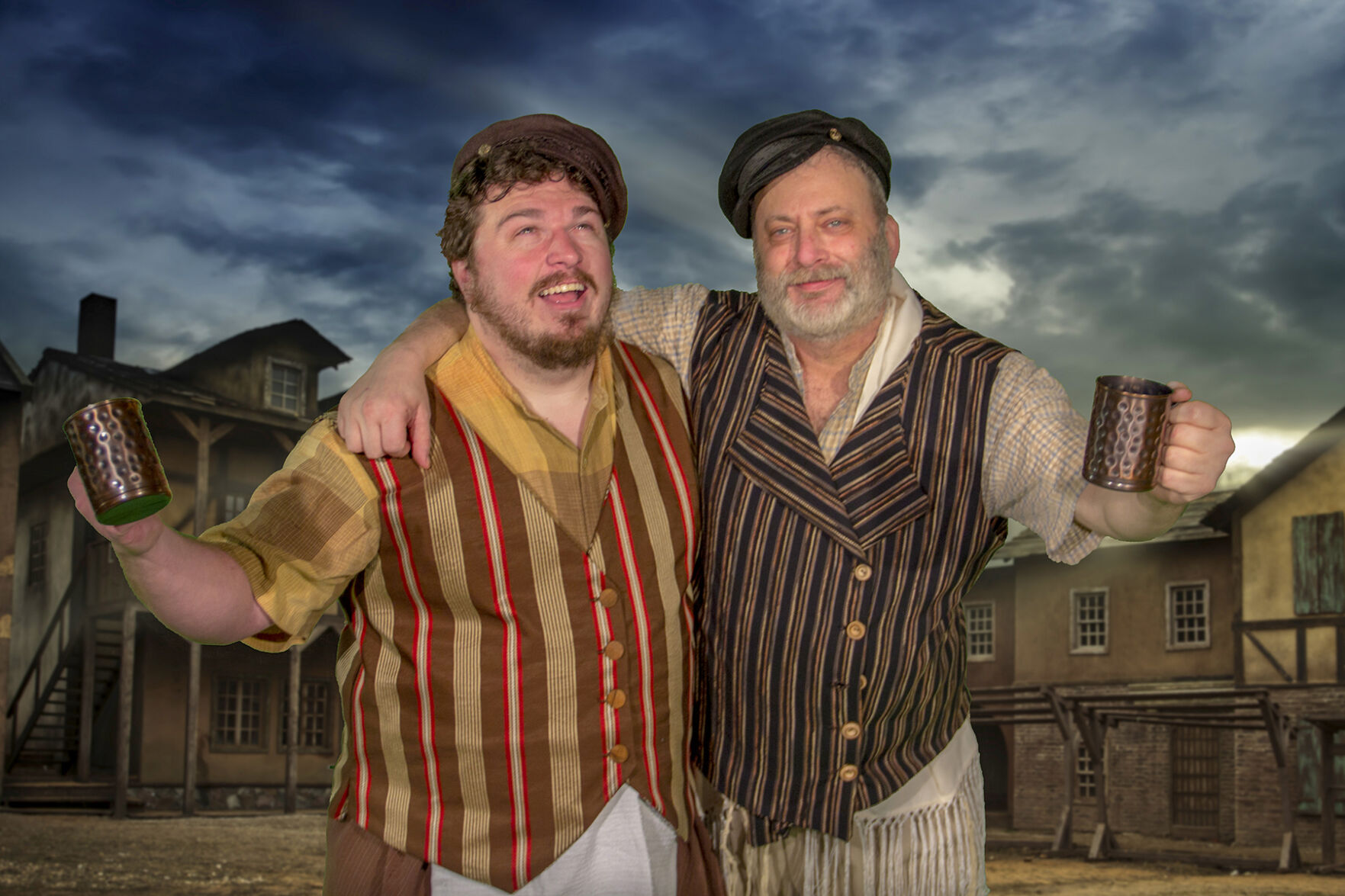 John Zimmerman as Tevye and Joe Sherbin as Lazar Wolf in Fiddler on the Roof.