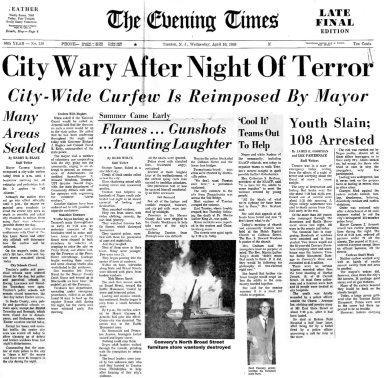 Trenton Project remembers Trenton’s painful night, April 9, 1968