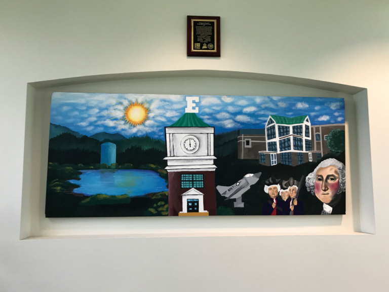 Ewing High students paint history of the town in municipal building mural