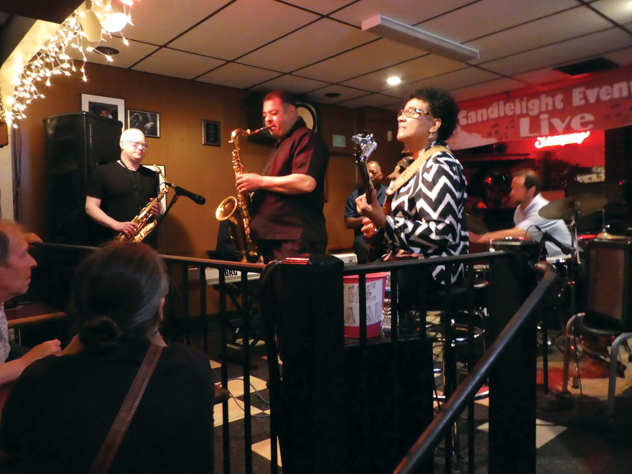 E.C. Bradley plays saks with guitarist Monnette Sudler