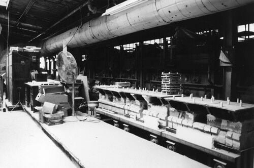 B The National Ceramic Company’s tunnel kiln exterior as seen in the Potteries of Trenton Society newsletter