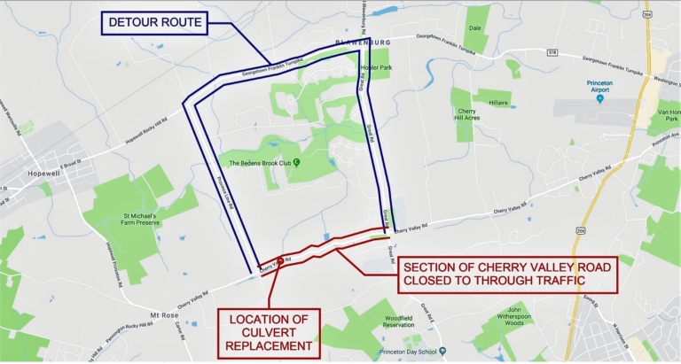 Portion of Cherry Valley Road in Princeton to close for three months