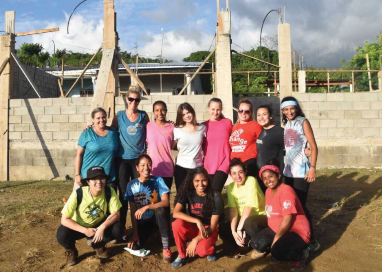 Lawrence students help construct a school in Honduras