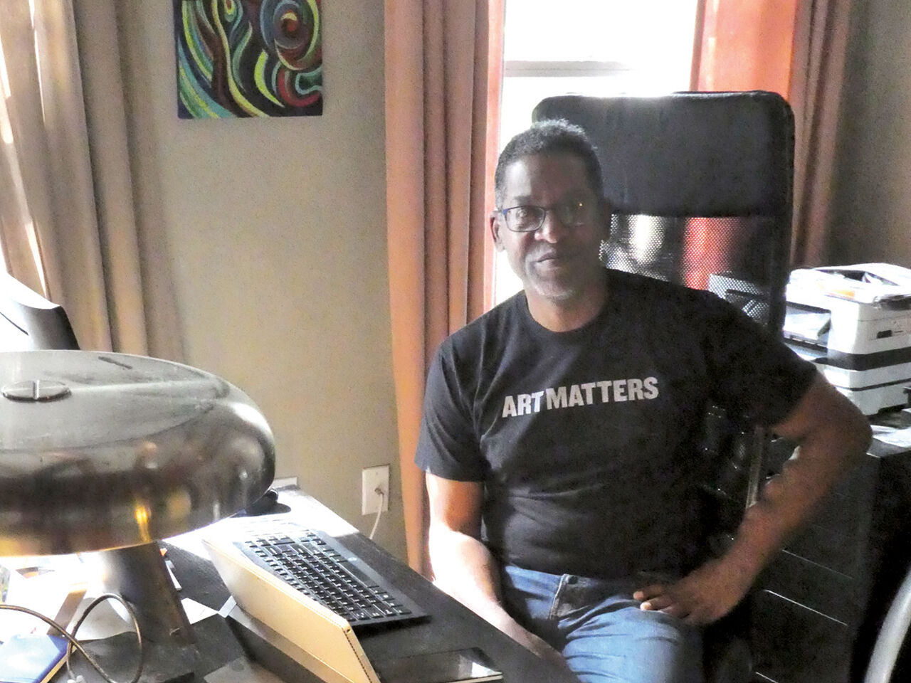 Shofed in his Trenton workspace