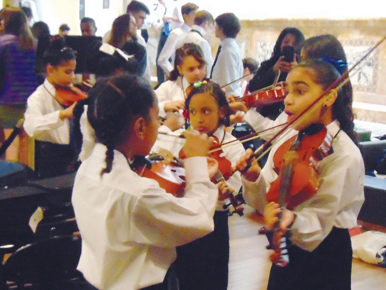 Students preparing to go on stage in Princeton