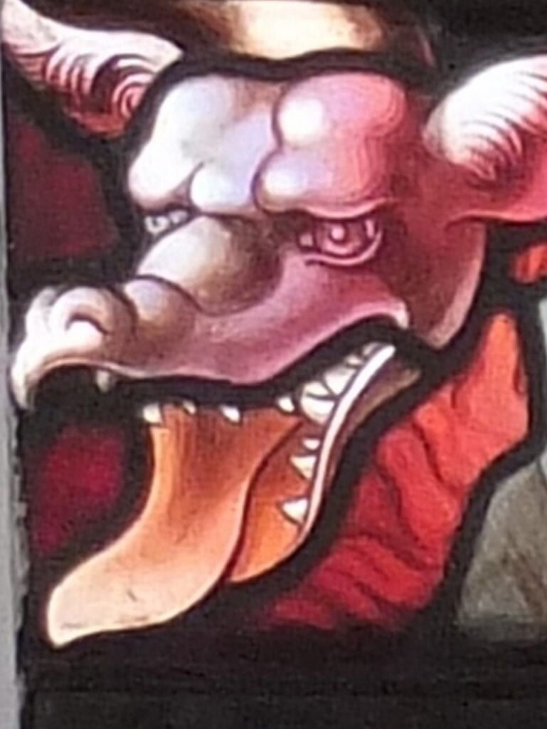 C Detail of dragon at Immaculate + Window E – St