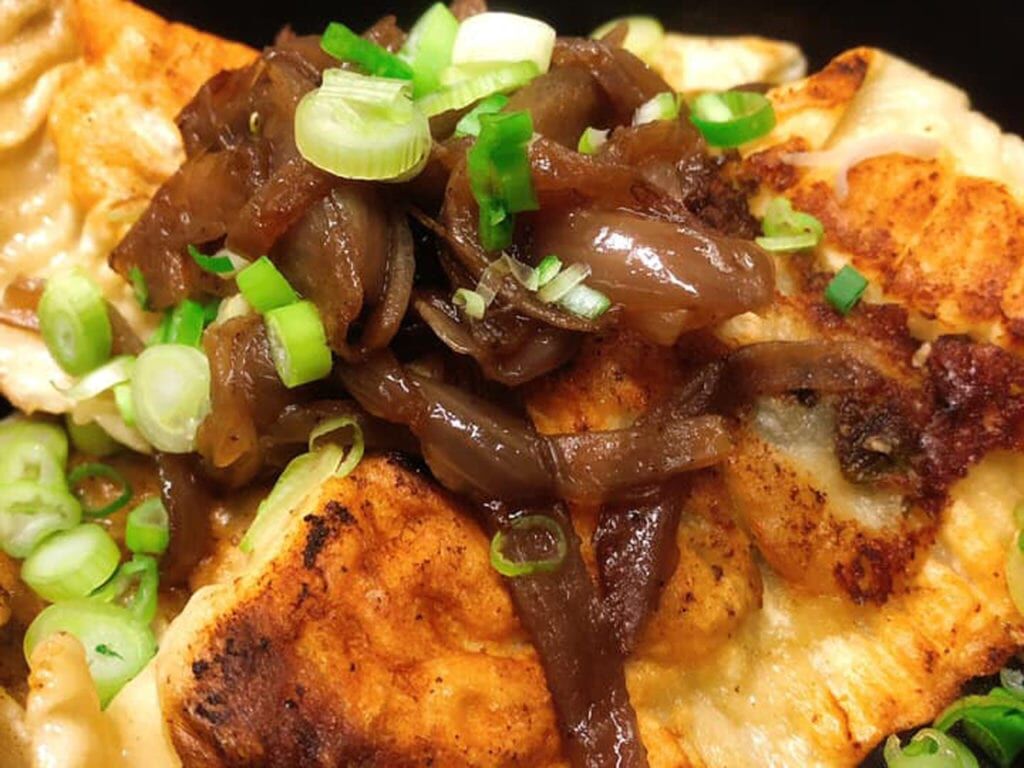 Entrata roast pork provolone pierogie