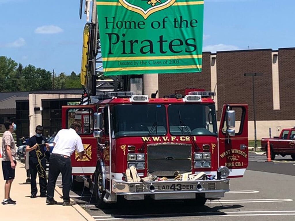 south fire truck cap and gown