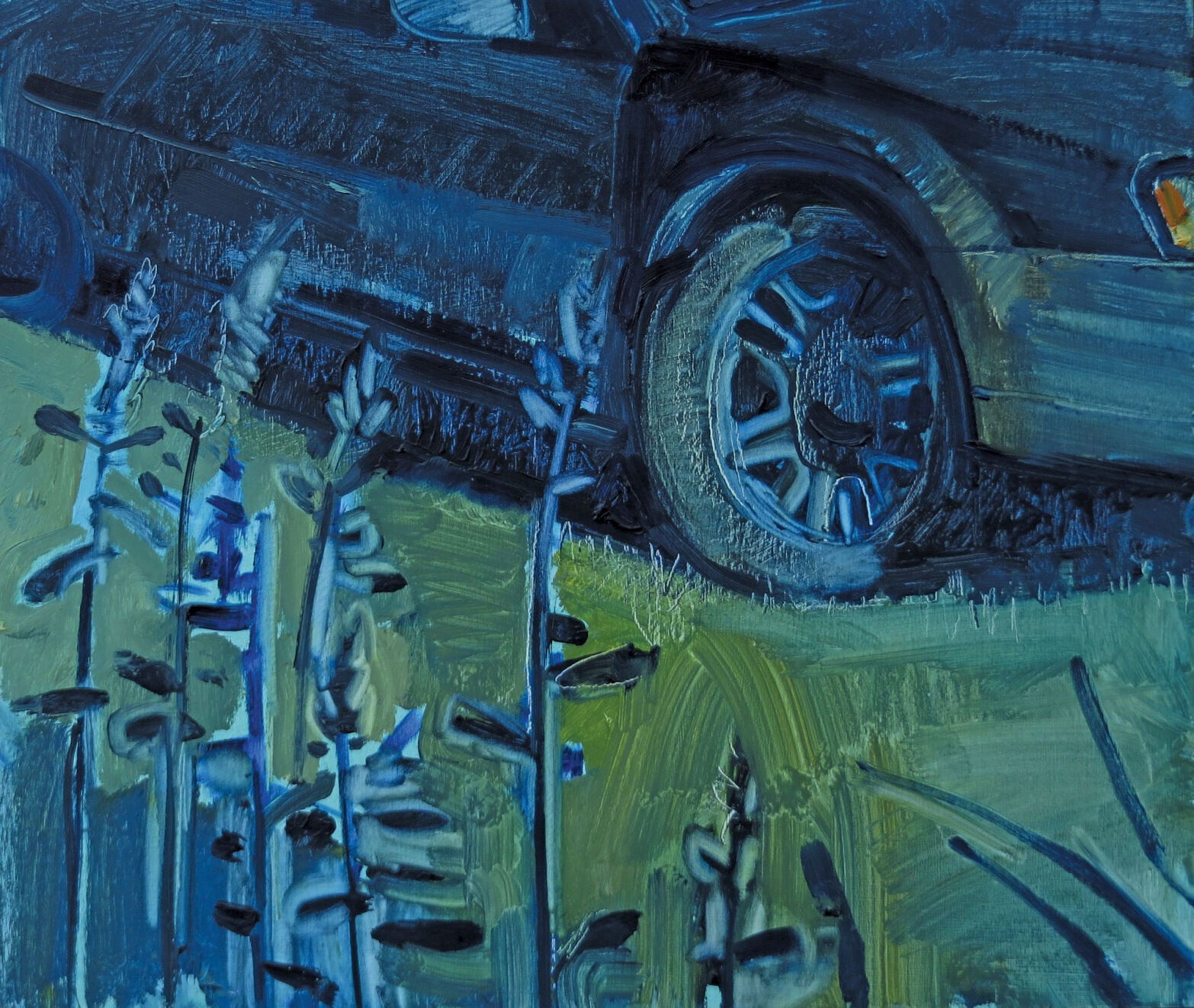 Epstein_SubaruwithHosta_atNight_2011_oilonpanel_12x14inches.jpg