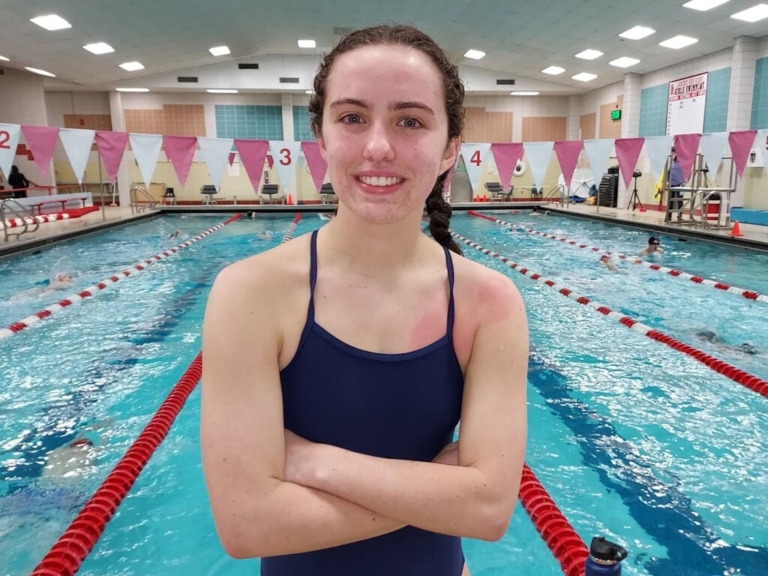 LHS swimmer Kate Sullivan displays her competitiveness in the pool