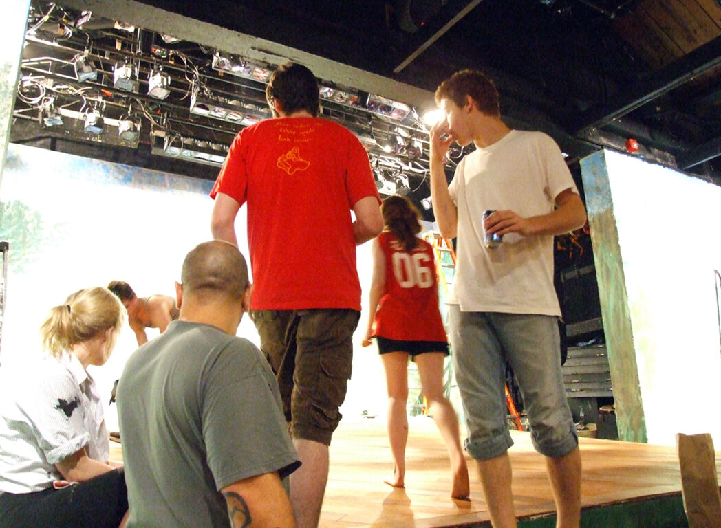 Crew at work on the set for Tom Stoppard's Arcadia - June 2008.JPG