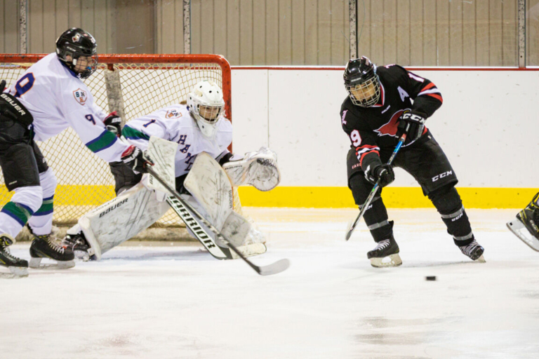 Troy Callahan makes the saves for Hamilton hockey