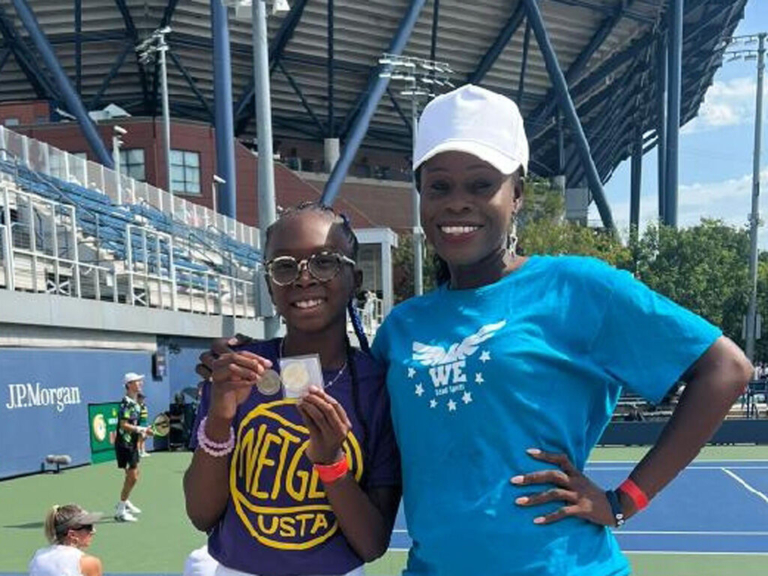 Young Ewing tennis players perform on U.S. Open courts