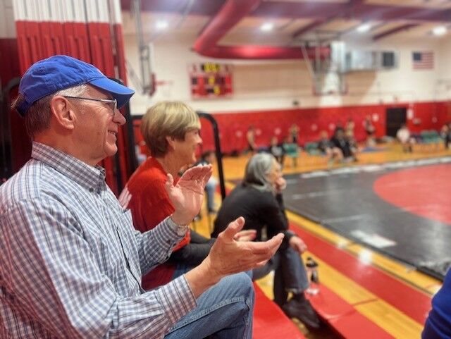 Lawrence senior citizens cheering at game.jpg