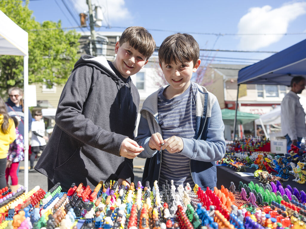 Brothers (left to right) Paul and Karl Bergin from Allentown check out the Lego Madness Table.jpg